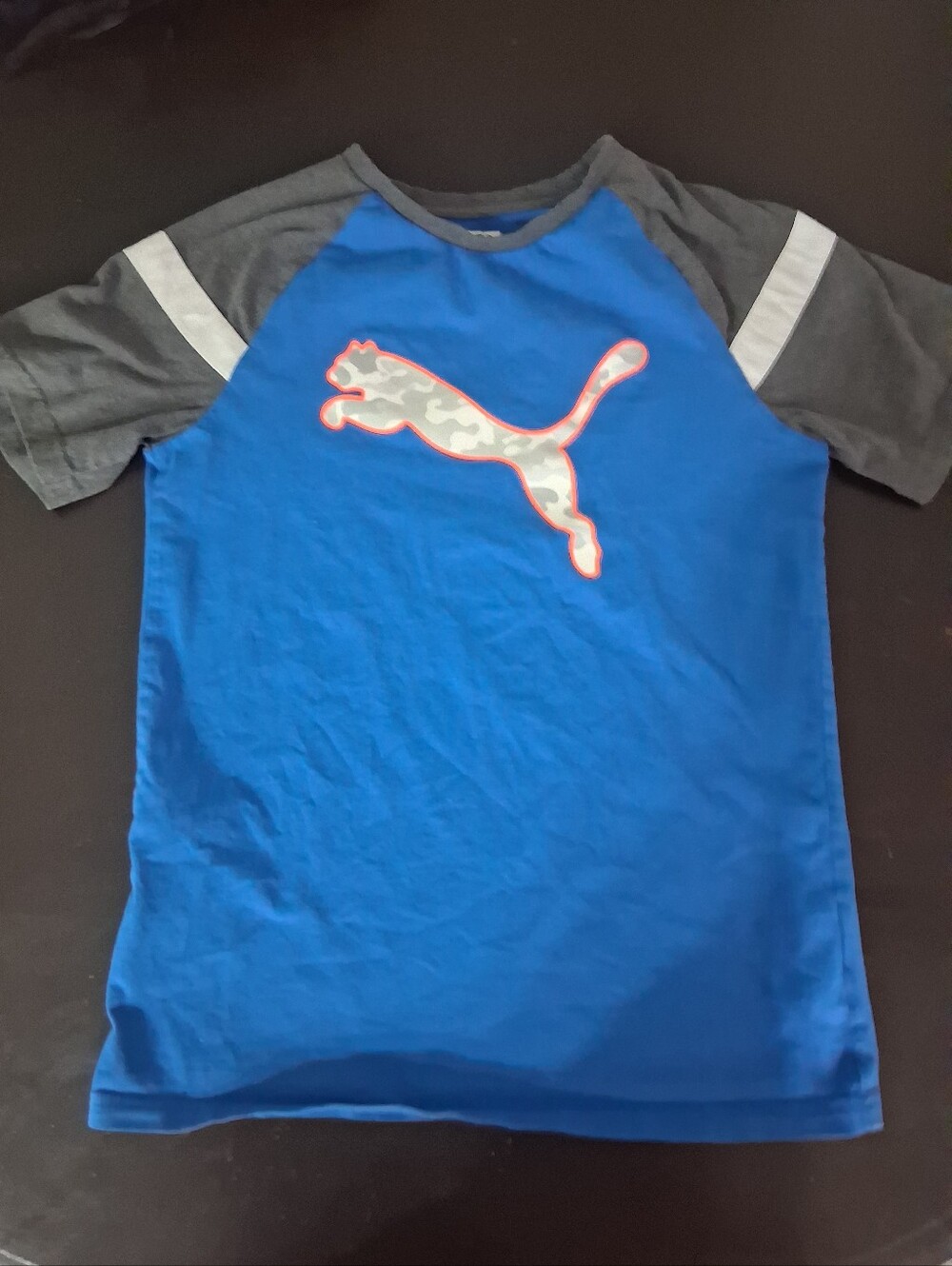 Puma Blue & Gray Raglan Tee with Camo Puma Logo